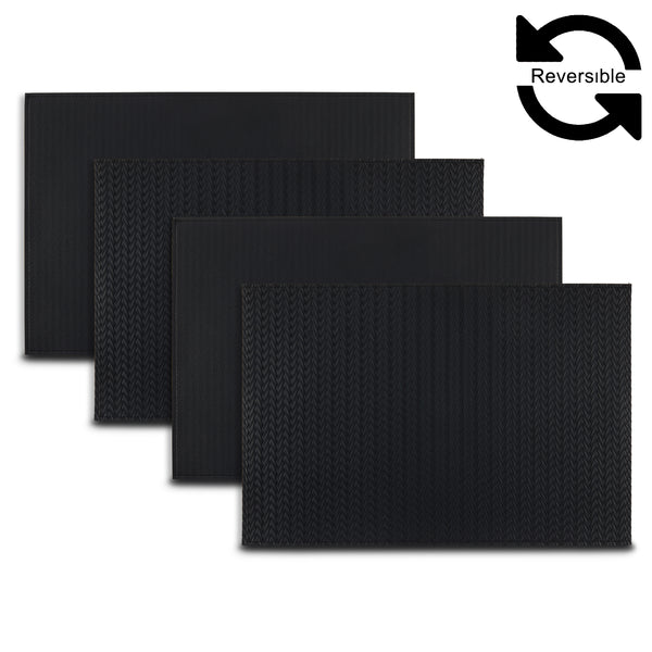 dainty home Dainty Home Hudson Premium Vegan Leather Reversible 2 Pattern 12" x 18" Rectangular Placemat Set Of 4