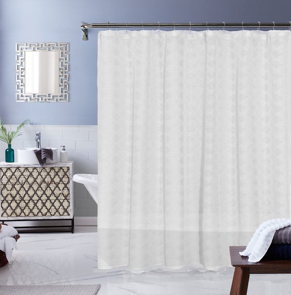 dainty home Dainty Home Joelle Modern 3D Diamond Crochet Textured Designed Linen-Look Shower Curtain