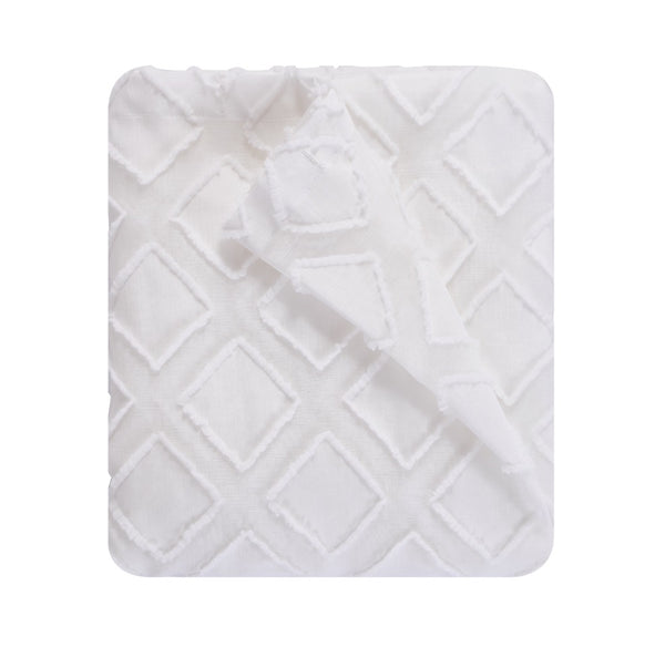 Dainty Home Dainty Home Katie Modern 3D Diamond Textured Embroidered Designed Linen-Look Fabric Shower Curtain