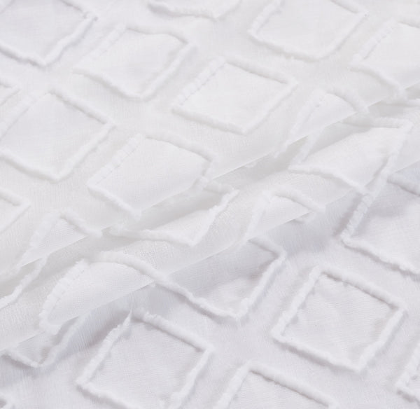 Dainty Home Dainty Home Katie Semi Sheer Linen Look Light Filtering Panel Pair With 3D Diamond Geometric Chenille Embroidery