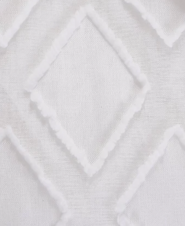 Dainty Home Dainty Home Katie Semi Sheer Linen Look Light Filtering Panel Pair With 3D Diamond Geometric Chenille Embroidery