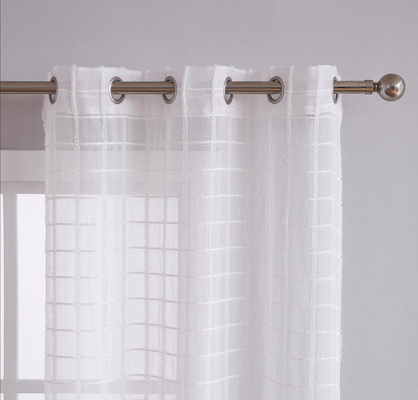 Dainty Home Dainty Home Kelly Boho 3D Chenille Embroidered Geometric Pattern Linen Look Light Filtering Grommet Panel Pair