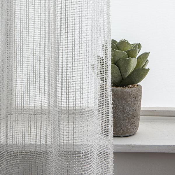 Dainty Home Dainty Home Krystal 3D Mesh Textured Threaded Lurex Designed Sheer Grommet Panel Pair