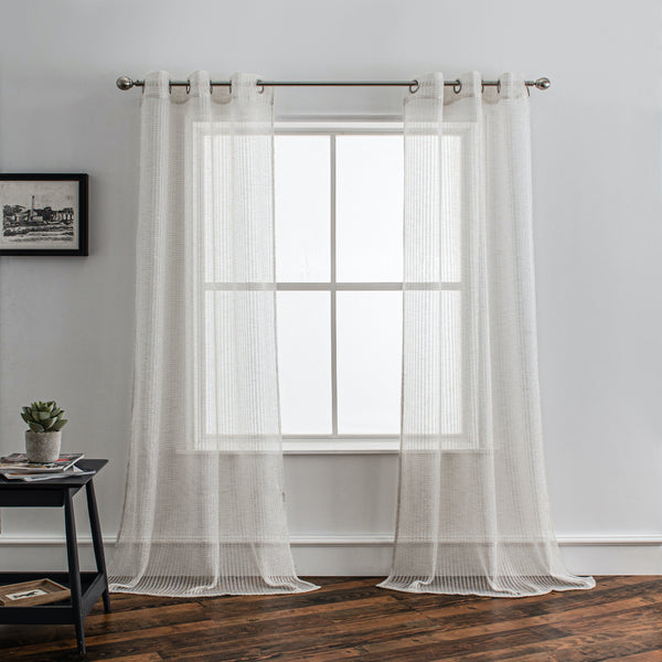 dainty home Dainty Home Krystal 3D Mesh Textured Threaded Lurex Designed Sheer Grommet Panel Pair dainty home Dainty Home Krystal 3D Mesh Textured Threaded Lurex Designed Sheer Grommet Panel Pair