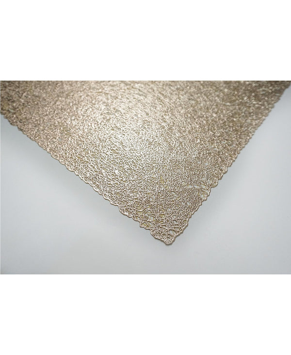 Dainty Home Dainty Home Lacey Woven Metallic Lace Crossweave With Metallic Lace Pattern Reversible 12" X 18" Rectangular Placemats