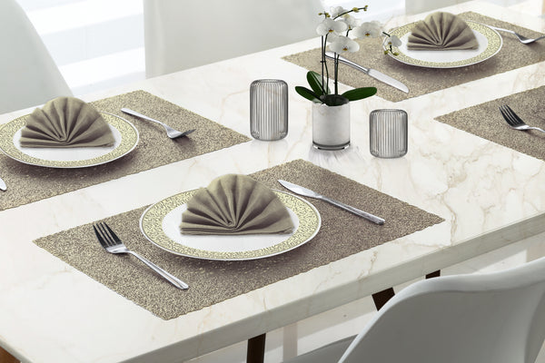Dainty Home Dainty Home Lacey Woven Metallic Lace Crossweave With Metallic Lace Pattern Reversible 12" X 18" Rectangular Placemats