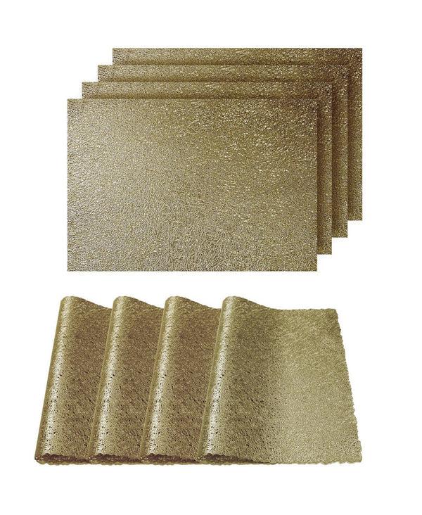 dainty home Dainty Home Lacey Woven Metallic Lace Crossweave With Metallic Lace Pattern Reversible 12" x 18" Rectangular Placemats