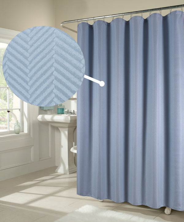 dainty home Dainty Home Latona Heavy Matelasse Fabric Shower Curtain with Cotton Feel and Chevron Pattern
