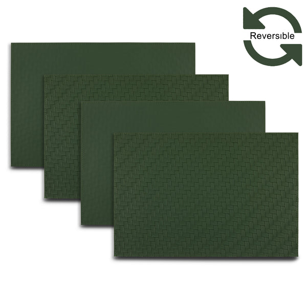 Dainty Home Dainty Home Lausanne Premium Vegan Leather Reversible 2 Pattern 12" X 18" Rectangular Placemat Set Of 4