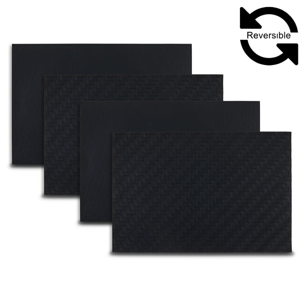 dainty home Dainty Home Lausanne Premium Vegan Leather Reversible 2 Pattern 12" x 18" Rectangular Placemat Set Of 4