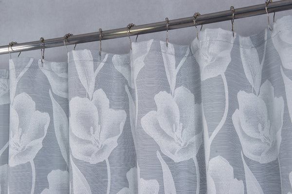 Dainty Home Dainty Home Lily 3D Floral Textured Weaved Lurex Floral Designed Fabric Shower Curtain