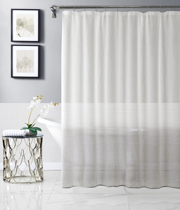 dainty home Dainty Home Linea 3D Ombre Textured Weaved Linen Look Striped Designed Fabric Shower Curtain