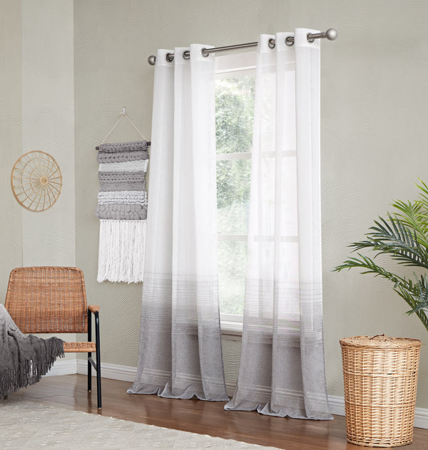 dainty home Dainty Home Linea Boho 3D Ombre Striped Linen Look Light Filtering Panel Pair