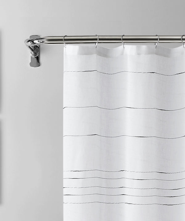 Dainty Home Dainty Home Lisa 3D Linen Textured Weaved Linen Look Striped Designed Fabric Shower Curtain