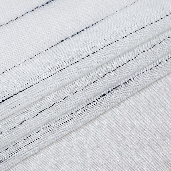 Dainty Home Dainty Home Lisa 3D Linen Textured Weaved Linen Look Striped Designed Fabric Shower Curtain