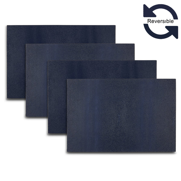 Dainty Home Dainty Home Lucerne Premium Vegan Patent Leather Reversible 2 Pattern 12" X 18" Rectangular Placemat Set Of 4