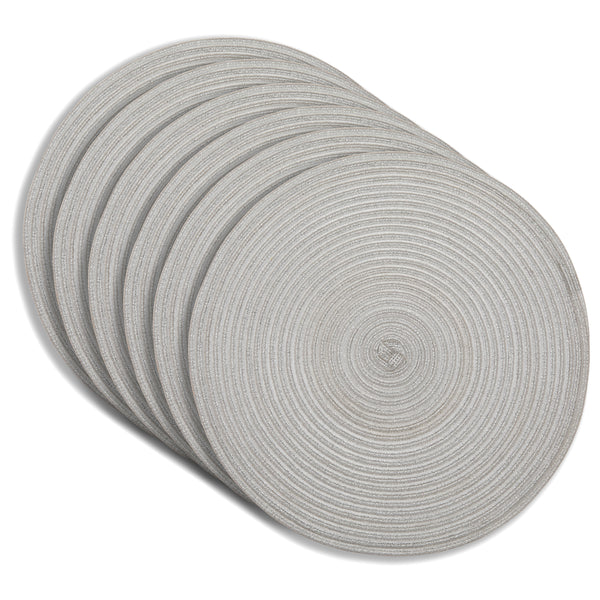 Dainty Home Dainty Home Lurex 15" Round Woven Placemats Set Of 6 - Durable Reversible & Non-Slip Table Mats