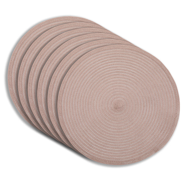 dainty home Dainty Home Lurex 15" Round Woven Placemats Set of 6 - Durable Reversible & Non-Slip Table Mats