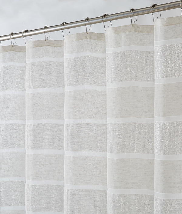Dainty Home Dainty Home Lurex Stripe 3D Lurex Embedded Textured Striped Linen Look Shower Curtain With Lurex Stripes