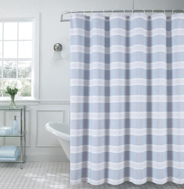 dainty home Dainty Home Madison Striped Textured Embossed Weaved Striped Cotton Feel Designed Fabric Shower Curtain