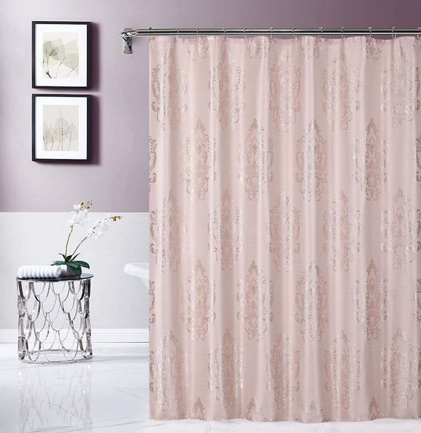 dainty home Dainty Home Majestic Satin Embroidered Damask Textured Weaved Cotton Feel Designed Fabric Shower Curtain dainty home Dainty Home Majestic Satin Embroidered Damask Textured Weaved Cotton Feel Designed Fabric Shower Curtain