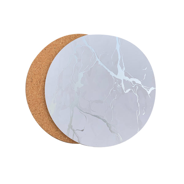 Dainty Home Dainty Home Marble Cork Foil Printed Marble Granite Designed Thick Cork Textured 4" X 4" Round Coasters