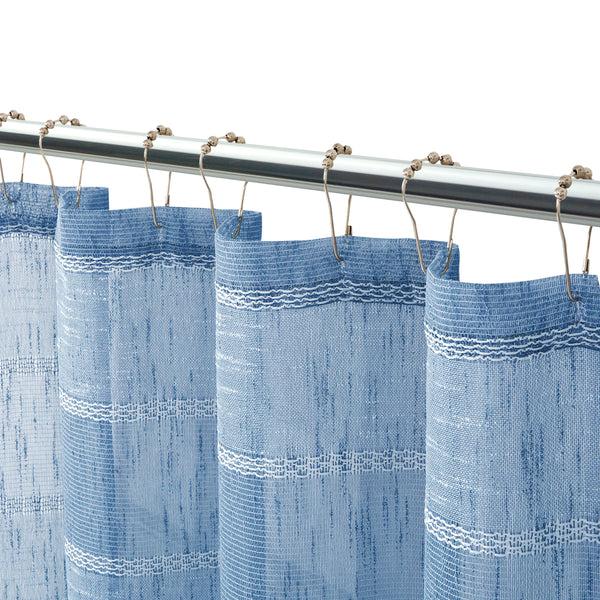 Dainty Home Dainty Home Megan 3D Linen Textured Linen Look Chenille Striped Designed Fabric Shower Curtain