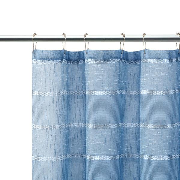 Dainty Home Dainty Home Megan 3D Linen Textured Linen Look Chenille Striped Designed Fabric Shower Curtain