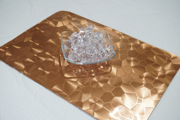 Dainty Home Dainty Home Metallic Water Cube Vinyl Cube Look Textured Reversible 12" X 18" Rectangular Placemats