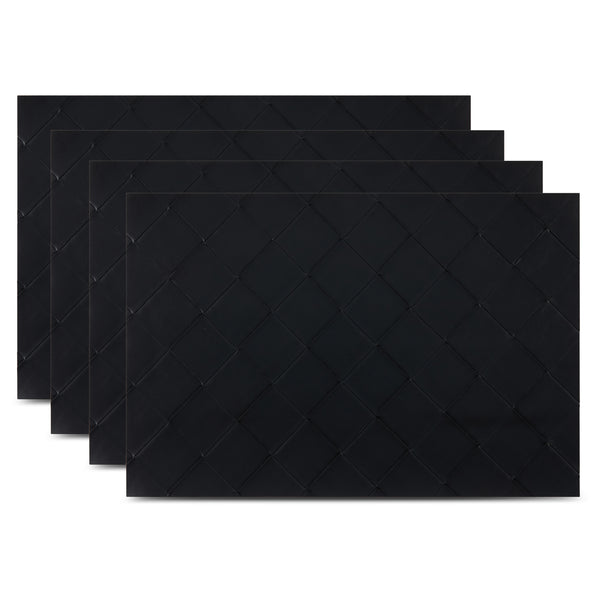 dainty home Dainty Home Modena Premium Vegan Leather Reversible 2 Pattern 12" x 18" Rectangular Placemat Set Of 4