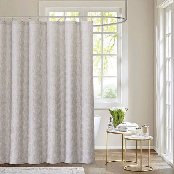 dainty home Dainty Home Moderna 3D Linen Textured Linen Look Microstriped Designed Shower Curtain