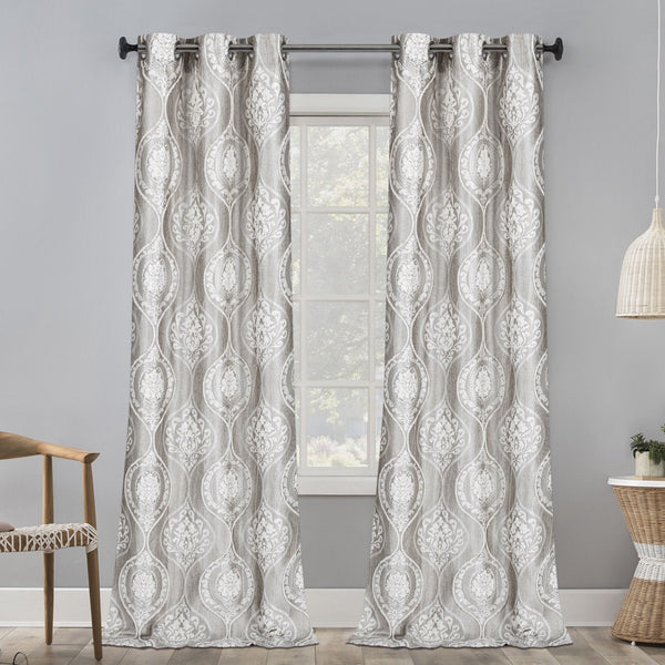 dainty home Dainty Home Monaco Luxurious Satin Feel 3D Tufted Medallion Jacquard Designed Room Darkening Grommet Panel Pair