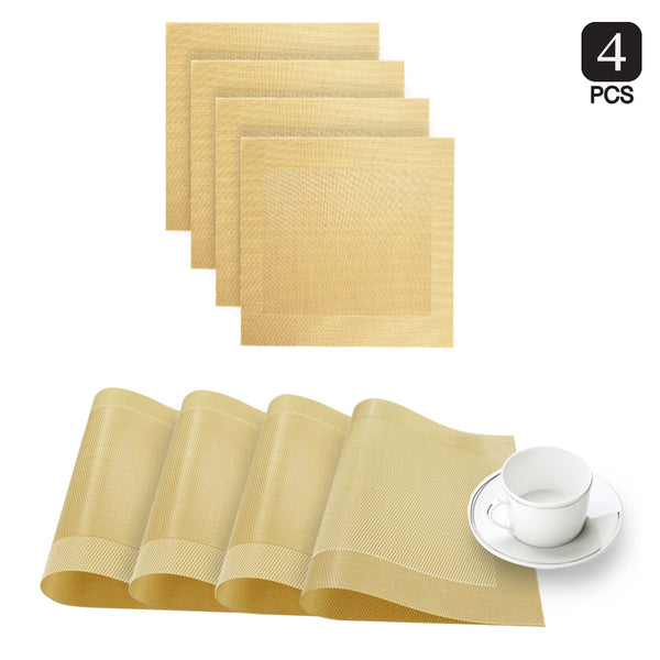 Dainty Home Dainty Home Napa Woven Textilene Crossweave With Solid Geometric Pattern Reversible 15" X 15" Square Placemats