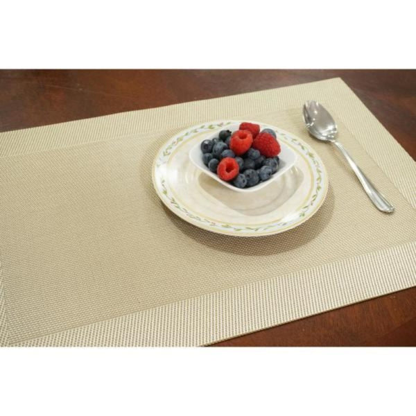 Dainty Home Dainty Home Napa Woven Textilene Crossweave With Solid Geometric Pattern Reversible 12" X 18" Rectangular Placemat