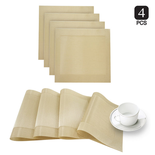 dainty home Dainty Home Napa Woven Textilene Crossweave With Solid Geometric Pattern Reversible 15" x 15" Square Placemats