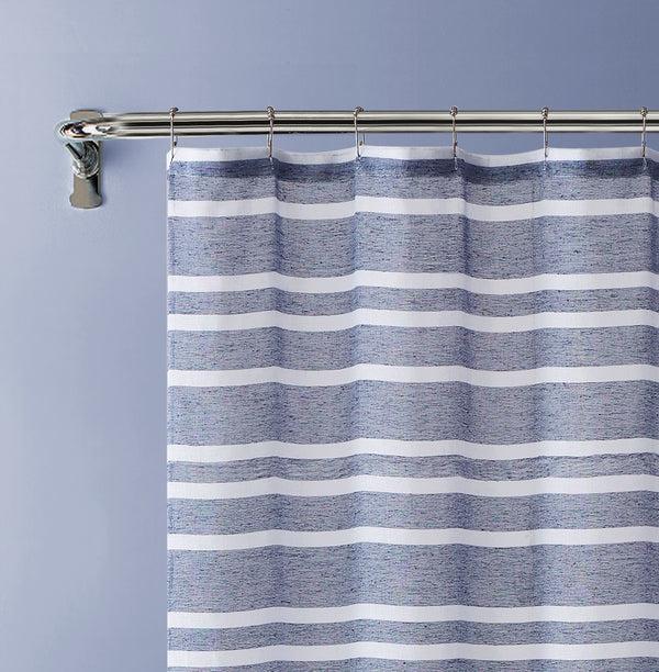 Dainty Home Dainty Home Naples 3D Linen Textured Weaved Linen Look Striped Designed Shower Curtain