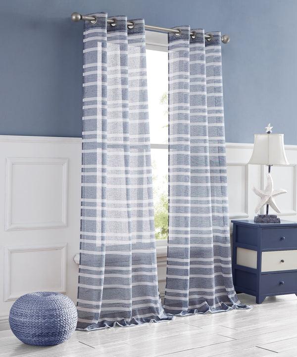 dainty home Dainty Home Naples Boho Striped Design Linen Look Light Filtering Grommet Panel Pair