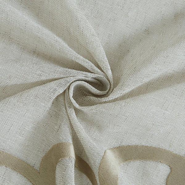 Dainty Home Dainty Home Natalie 3D Solid Linen Look Textured Scroll Velvet Appliqué Designed Fabric Shower Curtain