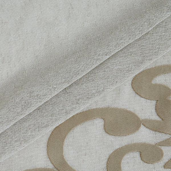 Dainty Home Dainty Home Natalie 3D Solid Linen Look Textured Scroll Velvet Appliqué Designed Fabric Shower Curtain