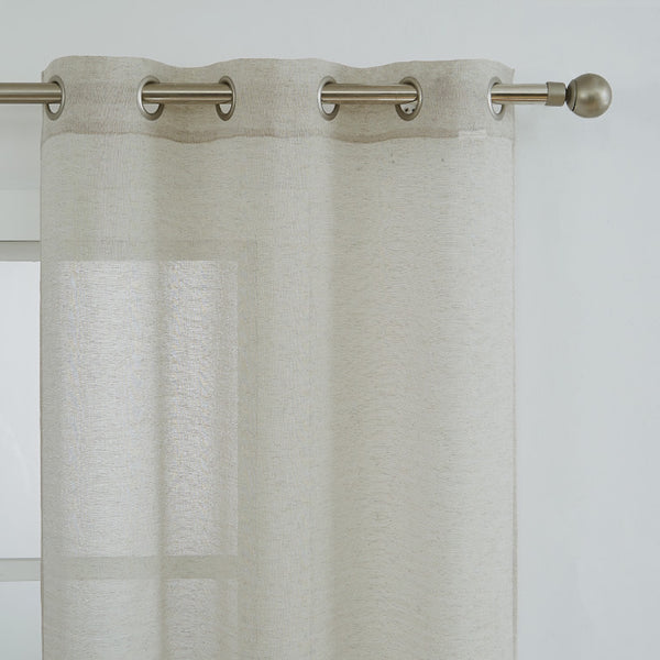 Dainty Home Dainty Home Natalie Boho 3D Velvet Scroll Design Appliqué Linen Look Light Filtering Grommet Panel Pair