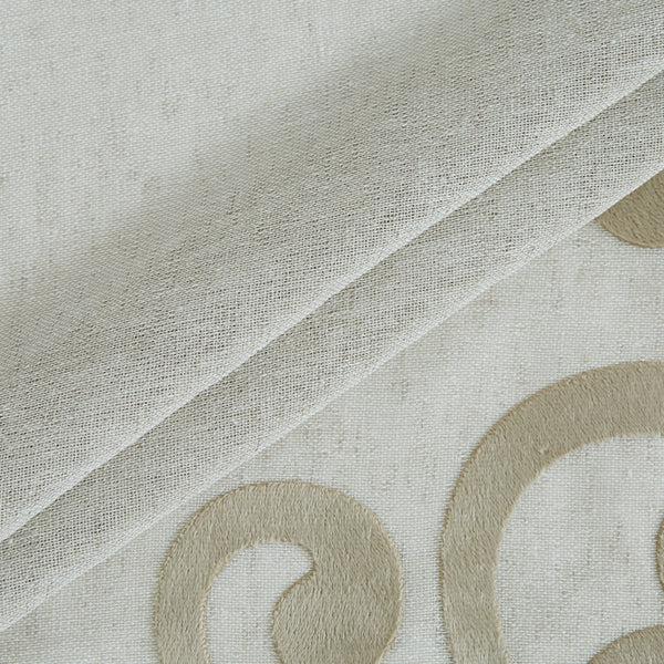 Dainty Home Dainty Home Natalie Boho 3D Velvet Scroll Design Appliqué Linen Look Light Filtering Grommet Panel Pair