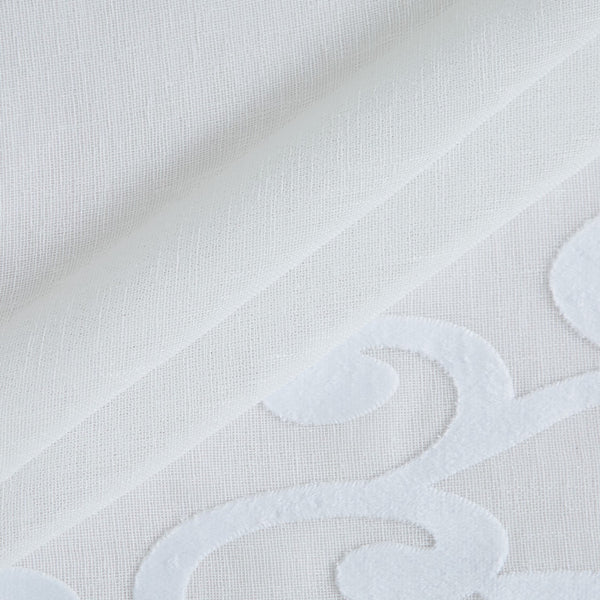 Dainty Home Dainty Home Natalie Boho Linen Look Fabric With 3D Applique Velvet Scroll Designed Kitchen Curtain Set 1 Valance 52" X 18" And 2 Tiers 26" X 36"