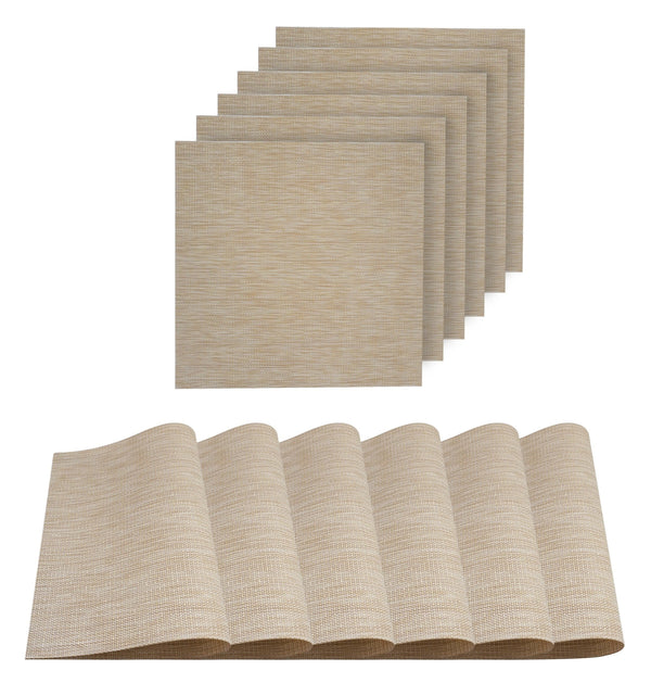 dainty home Dainty Home Natural Shimmer Woven Lurex Textilene Crossweave With Embedded Lurex Reversible 15" x 15" Square Placemats