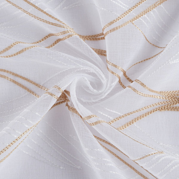 Dainty Home Dainty Home New Wave Boho 3D Wave Embroidered Striped Design Linen Look Light Filtering Grommet Panel Pair