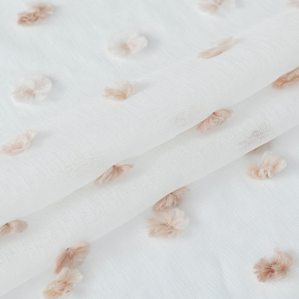 Dainty Home Dainty Home Oliana Modern 3D Linen-Look Shower Curtain With 3D Ombre Cotton Like Puffs