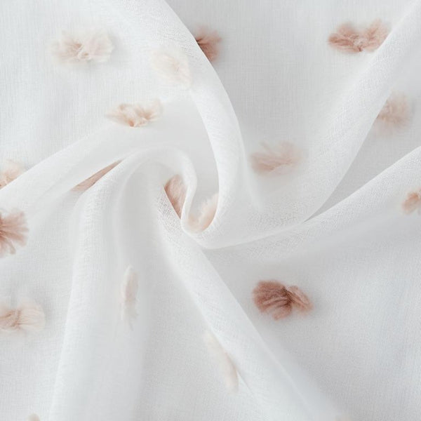 Dainty Home Dainty Home Oliana Modern 3D Linen-Look Shower Curtain With 3D Ombre Cotton Like Puffs