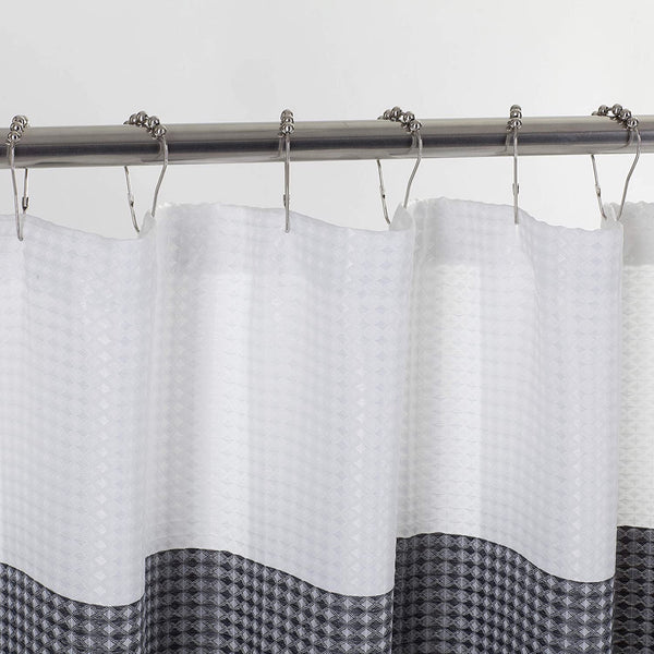 Dainty Home Dainty Home Ombre Waffle 3D Striped Waffle Weave Textured Ombre Stripe Designed Fabric Shower Curtain