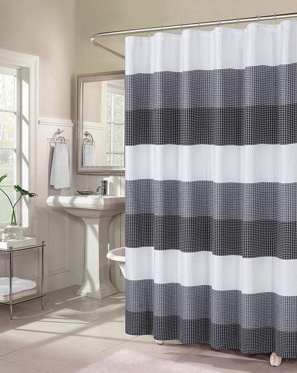 dainty home Dainty Home Ombre Waffle 3D Striped Waffle Weave Textured Ombre Stripe Designed Fabric Shower Curtain