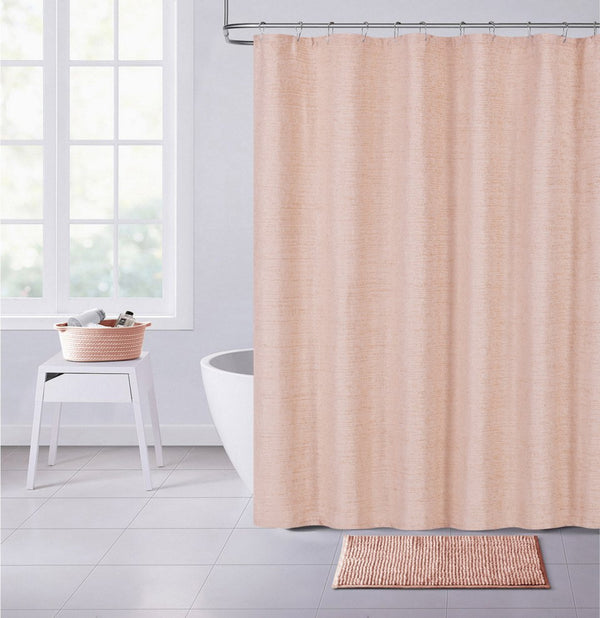 dainty home Dainty Home Paris 3D Embossed Textured Chenille Solid Designed Fabric Shower Curtain