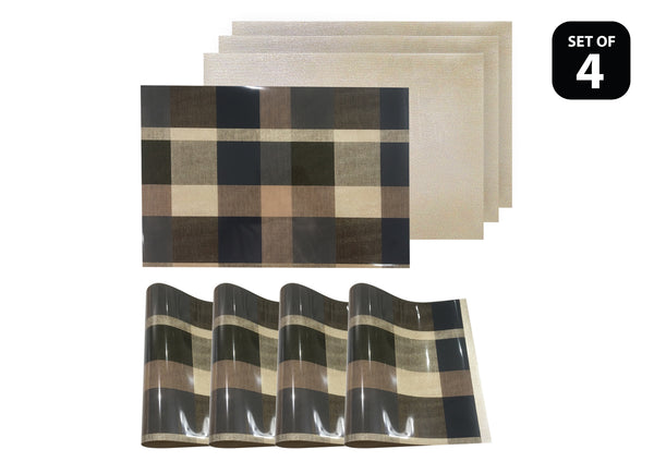 dainty home Dainty Home Plaid Reversible Metallic Printed Set of 4 Placemats dainty home Dainty Home Plaid Reversible Metallic Printed Set of 4 Placemats